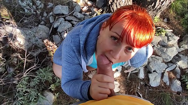 OUTDOOR SEX. Hard Fucking Redhead Horny Curvy Mommy in the Park